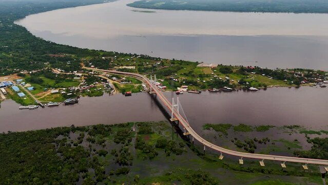 aerial view of bridge Nanay Iquitos  amazonas