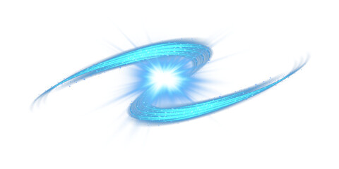 Blue glowing shiny lines effect. Luminous blue lines of speed. Light glowing effect. Light trail wave, fire path trace line and incandescence curve twirl. PNG.