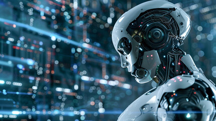 Fototapeta premium Robot AI artificial intelligence for automation process technology.