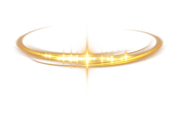 Golden glowing shiny lines effect. Luminous golden lines of speed. Light glowing effect. Light trail wave, fire path trace line and incandescence curve twirl. PNG.