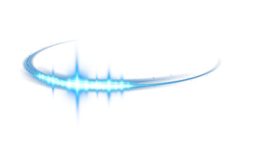 Blue glowing shiny lines effect. Luminous blue lines of speed. Light glowing effect. Light trail wave, fire path trace line and incandescence curve twirl. PNG.