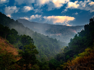 mountains in the morning