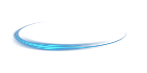 Blue glowing shiny lines effect. Luminous blue lines of speed. Light glowing effect. Light trail wave, fire path trace line and incandescence curve twirl. PNG.
