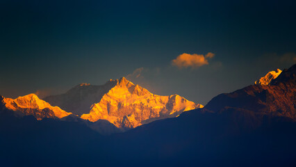 sunset in the mountains of Sikkim, India