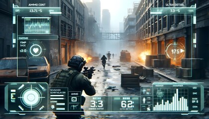 Intense First-Person Shooter (FPS) Game in Dystopian Future