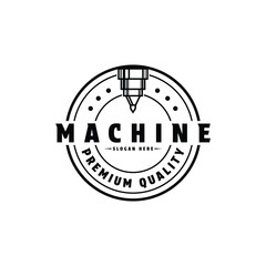 Machine cnc laser logo design vintage retro label circle