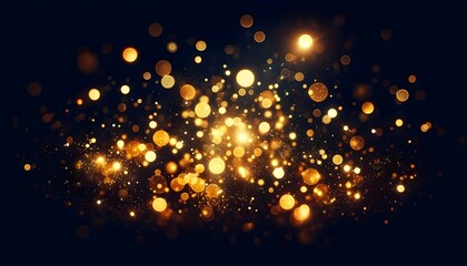Fototapeta na wymiar Golden Bokeh Lights on Dark Background for Festive Atmosphere
