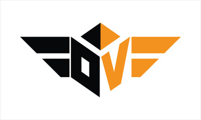 OV initial letter falcon icon gaming logo design vector template. batman logo, sports logo, monogram, polygon, war game, symbol, playing logo, abstract, fighting, typography, icon, minimal, wings logo
