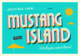 Greetings from Mustang Island, Texas, USA - Wish you were here! - Touristic Postcard.