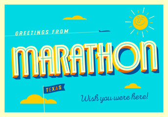 Greetings from Marathon, Texas, USA - Wish you were here! - Touristic Postcard.