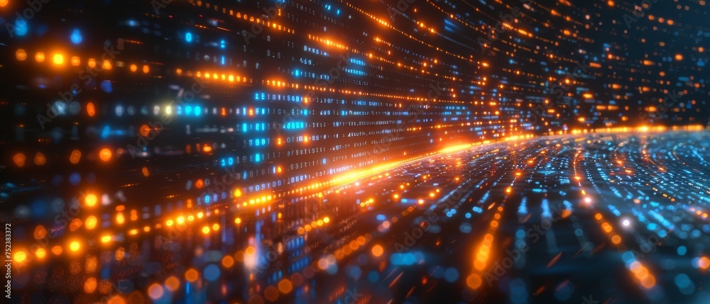 Fototapete Digital transformation concept. System engineering. Binary coding. Programming.