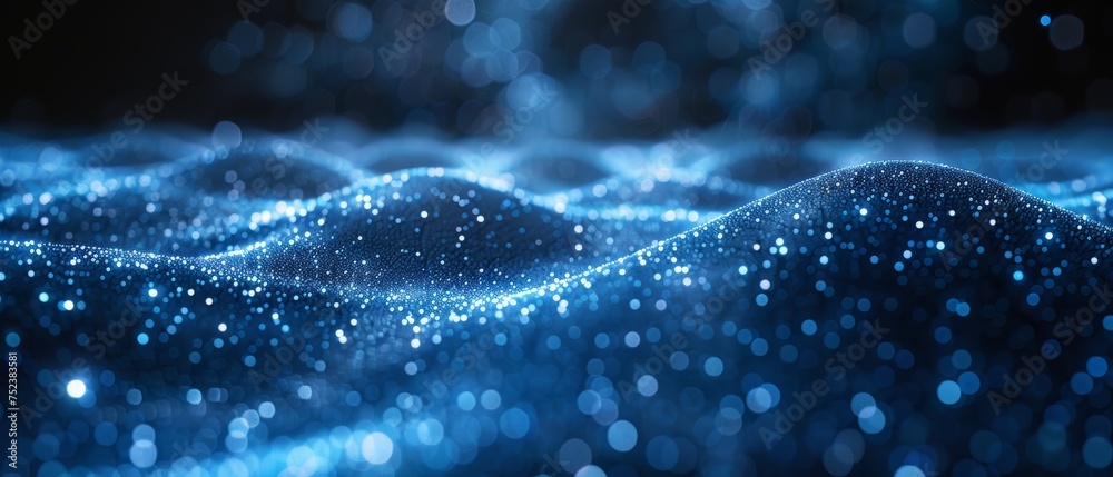 Aufkleber a blue background is surrounded by abstract connected dots. a technology concept is illustrated.