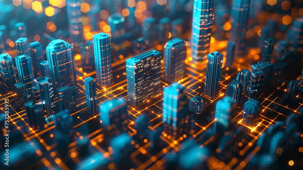 Poster smart cities and communication networks concept. internet of things (iot). information communication