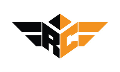 RC initial letter falcon icon gaming logo design vector template. batman logo, sports logo, monogram, polygon, war game, symbol, playing logo, abstract, fighting, typography, icon, minimal, wings logo