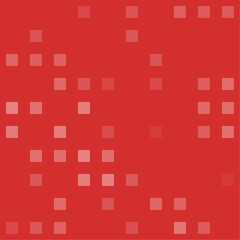 Abstract seamless geometric pattern. Mosaic background of white squares. Evenly spaced big shapes of different color. Vector illustration on red background