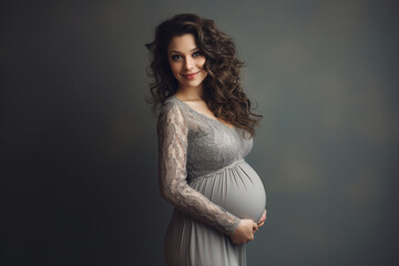 Beautiful pregnant woman enjoying her pregnancy anticipating child born Generative AI image