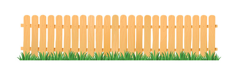 Wooden Garden Fence with Lush Green Grass