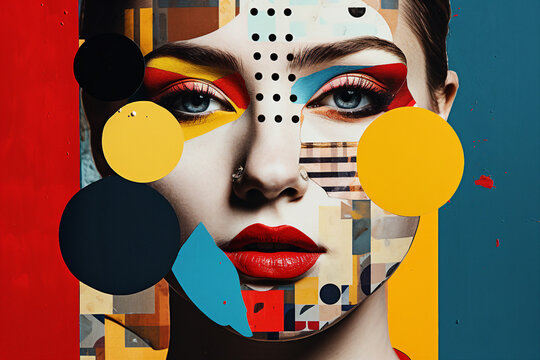 Modern art gallery abstraction creative 3D stylish collage picture made by Generative AI equipment