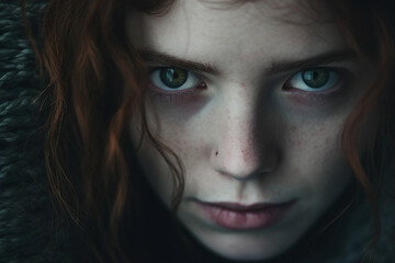 Fototapeta premium Sad tired or anxious woman suffering from depression and mental health problems generative AI