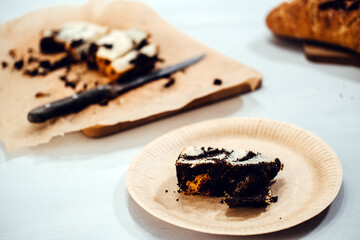 Sliced Poppy Seed Roll on Parchment Paper