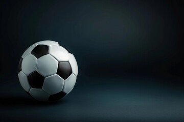 Naklejka premium Soccer ball on a dark background with copyspace for text