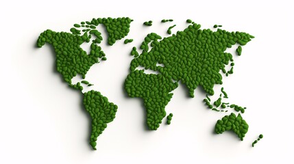 a map of the world made of green pebbles