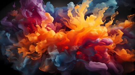 Colors explode in a collision of liquids, crafting a breathtaking display of abstract art captured in crystal-clear HD