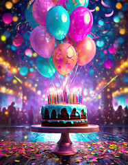 Geburtstags Torte mit Luftballons 
