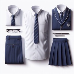 school uniform on white background