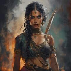 Indian southeast asian warrior created with AI