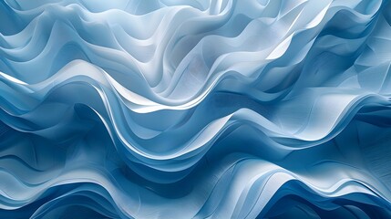 Sculptural Blue Waves Abstract Design