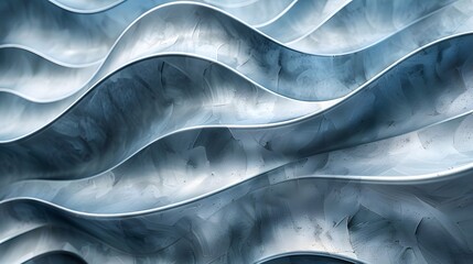 Abstract Fluid Metallic Waves in Blue Tones