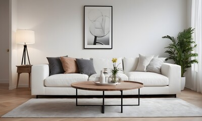 3D render modern interior design for home, contemporary living room, office interior | Eco friendly home decor template