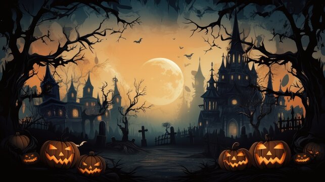 Terrifying Halloween Background with Enough Copy Area