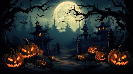 Fototapeta premium Haunted Halloween Background with Space for Inserting Text