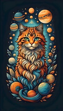 vector cat, cat wallpaper, cat king, beautiful cat, cat illustration, wild cat, pet, cat background