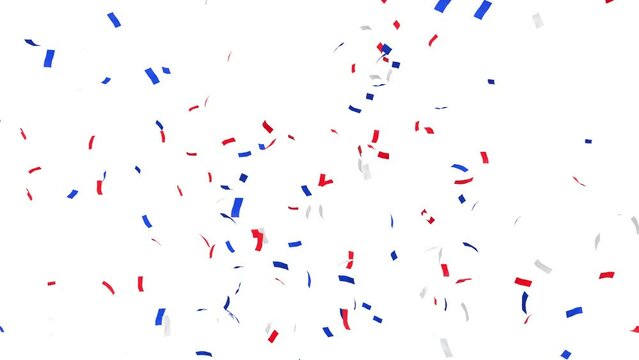c&eacute;l&eacute;bration avec jets de confettis bleu blanc rouge avec couche alpha s&eacute;par&eacute;e - rendu 3D