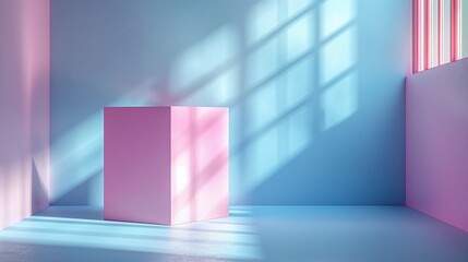 Abstract background pink and blue pastel box on blue background. Podium for show your cosmetic product. Pedestal for presentation product.