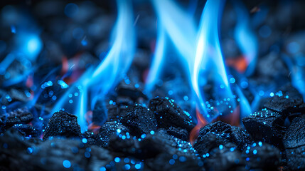 A blue flame that burns with a high temperature. - obrazy, fototapety, plakaty