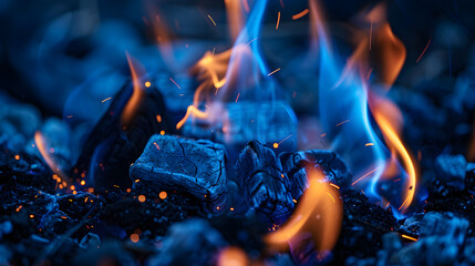 A blue flame that burns with a high temperature. - obrazy, fototapety, plakaty