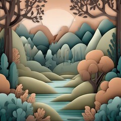 Obraz premium Forest flat Vector Illustration.