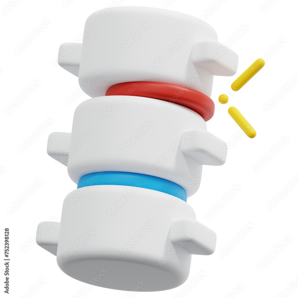 Sticker herniated disc 3d render icon illustration