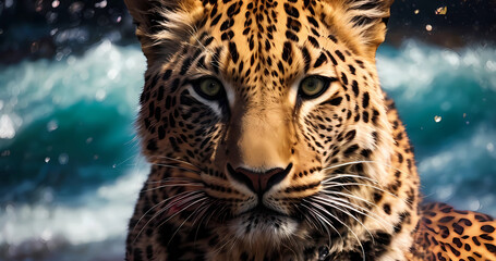 Obraz premium Elegant realistic cinematic wild leopard wallpaper
