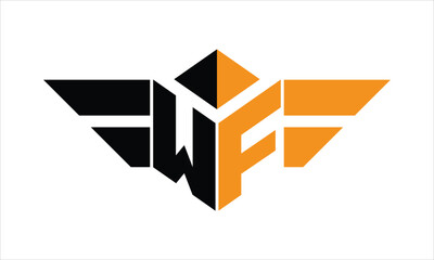 WF initial letter falcon icon gaming logo design vector template. batman logo, sports logo, monogram, polygon, war game, symbol, playing logo, abstract, fighting, typography, icon, minimal, wings logo