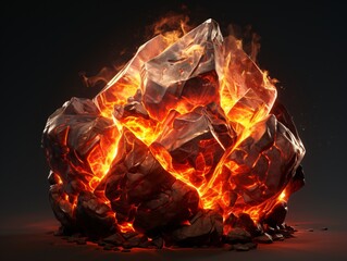 a rock with flames on it - Powered by Adobe