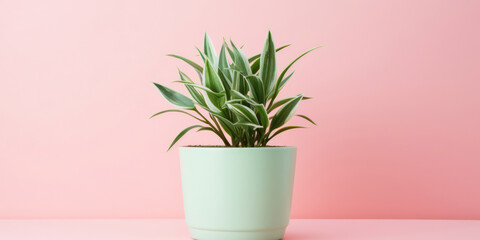 Green Botanical Beauty: A Decorative Plant in a Fresh White Pot, Close-up on Leaf Growth