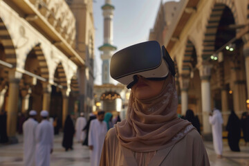 Fototapeta na wymiar Virtual Reality Experience in Traditional Setting