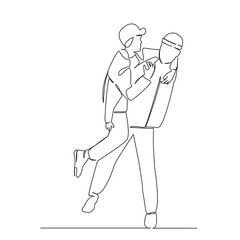 man holding woman in his arms