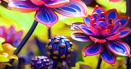 Beautiful abstract alien style flowers background