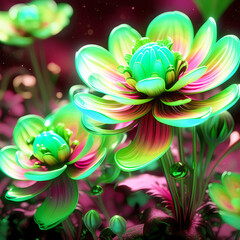 Beautiful abstract alien style flowers background